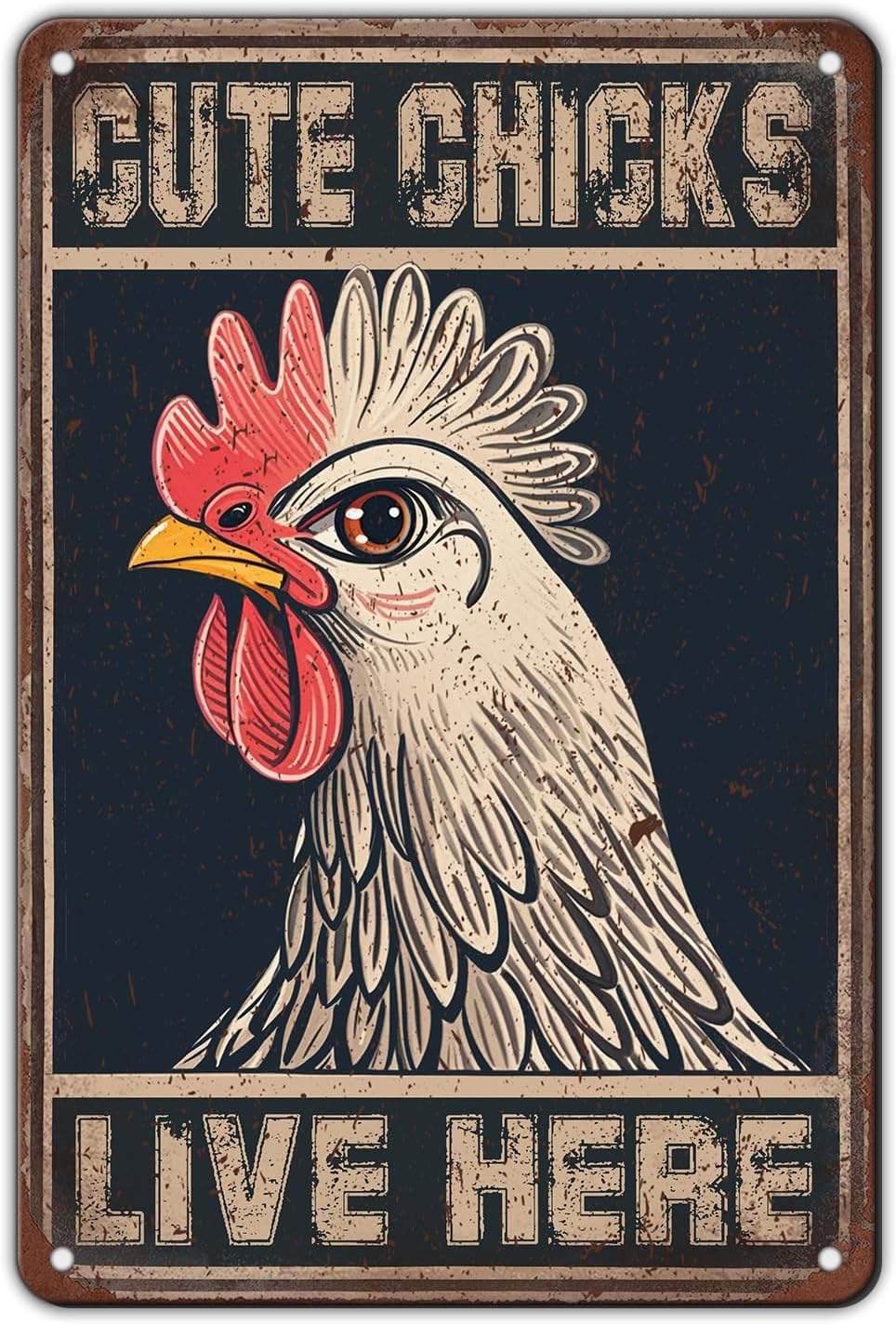 Outdoor Furniture Metal - Chicken Metal Signs Cute Chicks Live