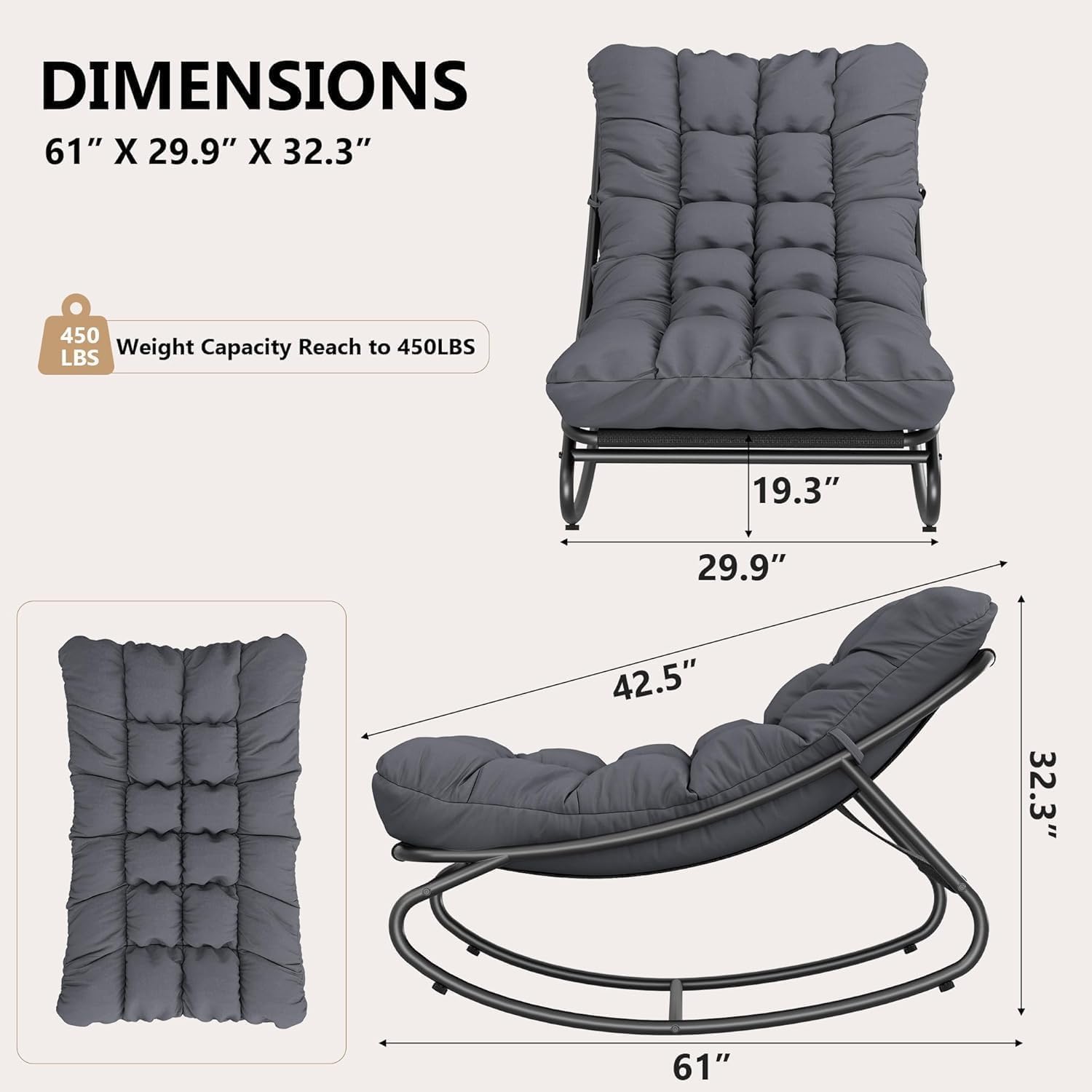 Oversized Papasan Patio Rockin - Outdoor Furniture Metal Chairs recension och pris