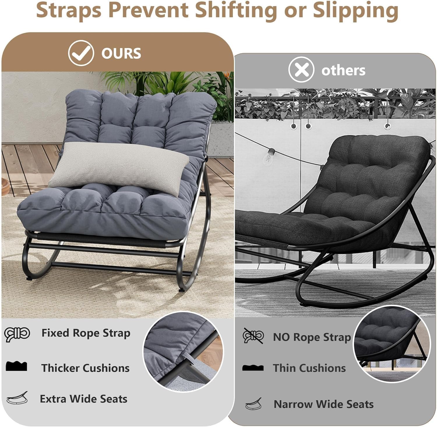 Oversized Papasan Patio Rockin - Outdoor Furniture Metal Chairs recension och pris
