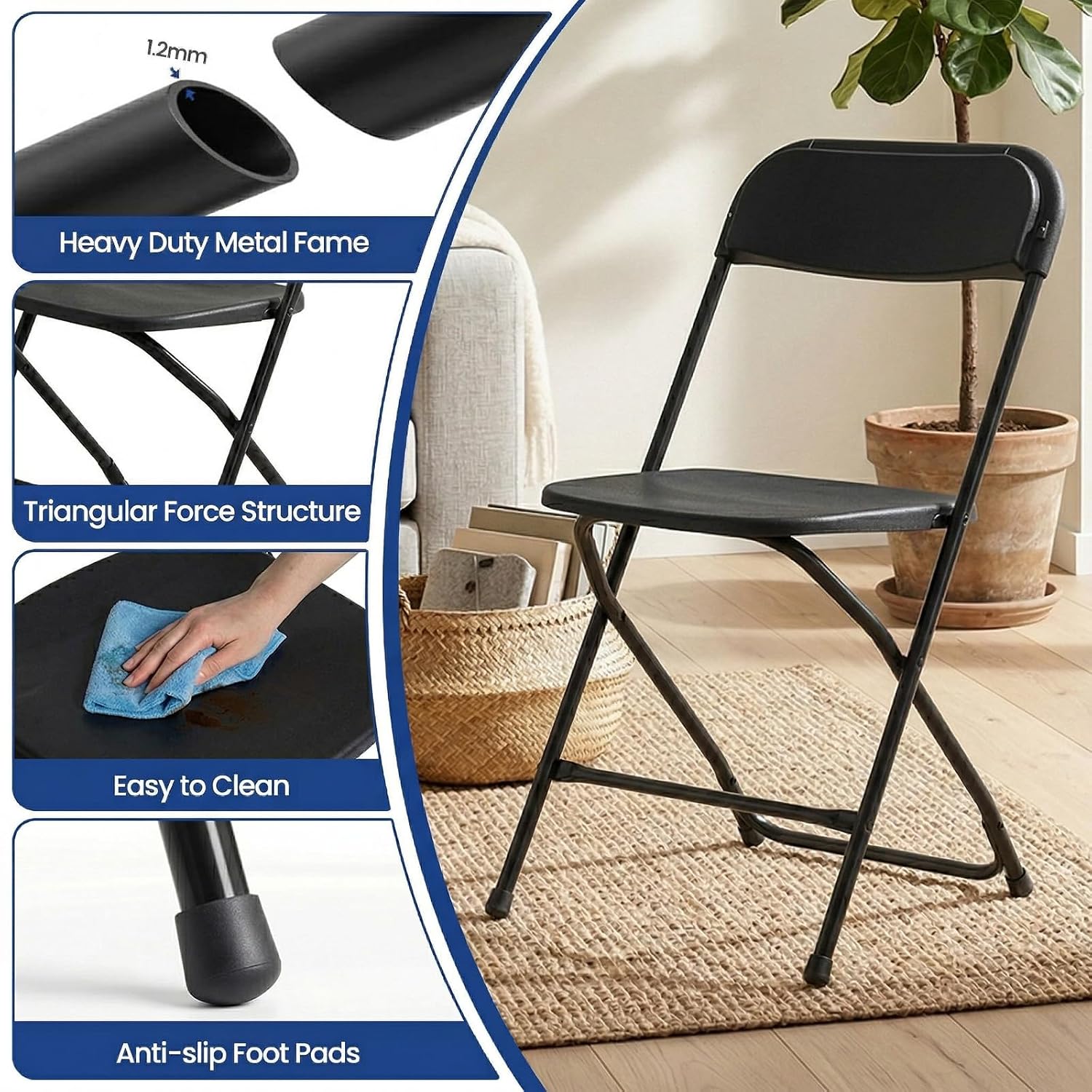 Black Folding Chair Metal Fram - Outdoor Furniture Metal Chairs recension och pris